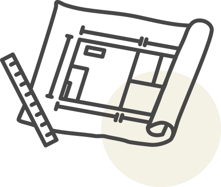 図面と定規のイラスト